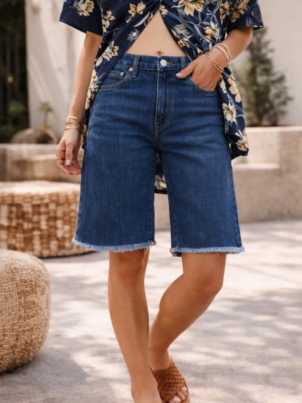 NWT Free People ft. Sandrine Rose Denim Bermuda Shorts 
Size 26 & 27